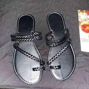 Black braided sandals